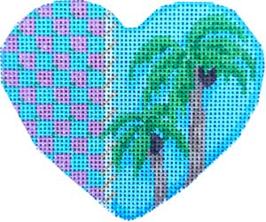 click here to view larger image of Palm Trees/Checks Heart (hand painted canvases)