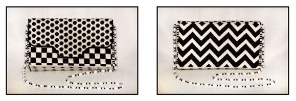 click here to view larger image of Black and White Graphics Purse (hand painted canvases)