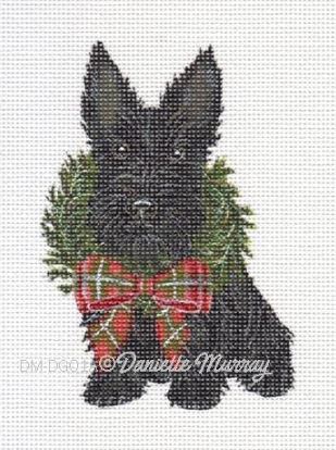 click here to view larger image of Christmas Scottie Ornament (hand painted canvases)