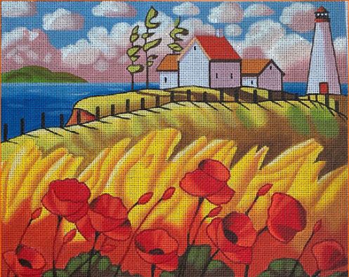 click here to view larger image of Lighthouses & Poppies (hand painted canvases)