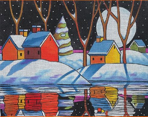 click here to view larger image of Night Snow Reflection (hand painted canvases)
