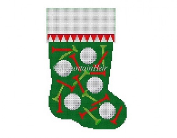 click here to view larger image of Golf Balls and Tees Stocking  (hand painted canvases)