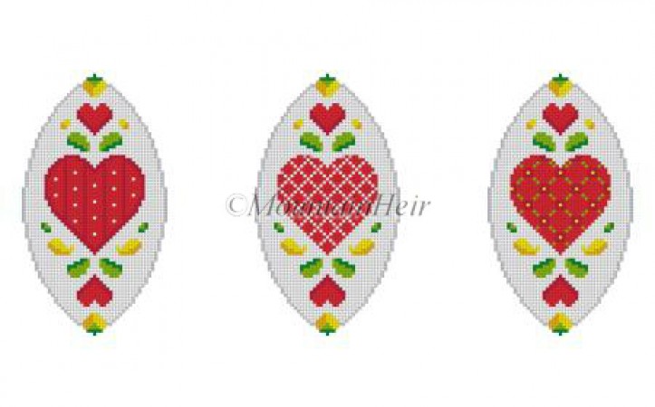 click here to view larger image of Hearts Triad Ornament (hand painted canvases)
