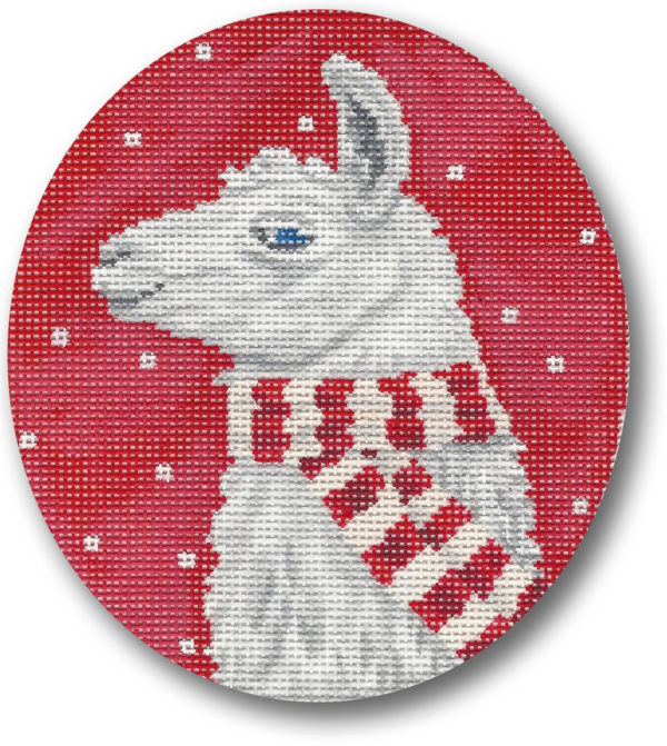 click here to view larger image of Llama w/Scarf Ornament (hand painted canvases)