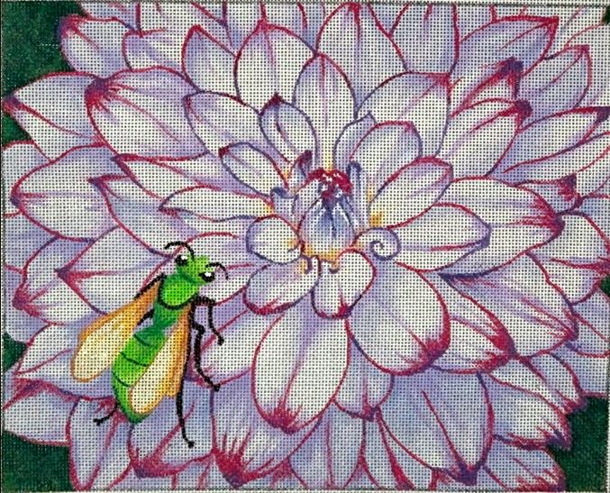 click here to view larger image of Clementis & Flower Bee (hand painted canvases)
