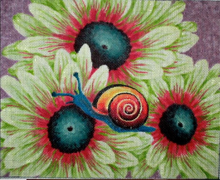 click here to view larger image of Cove Flower & Snail (hand painted canvases)