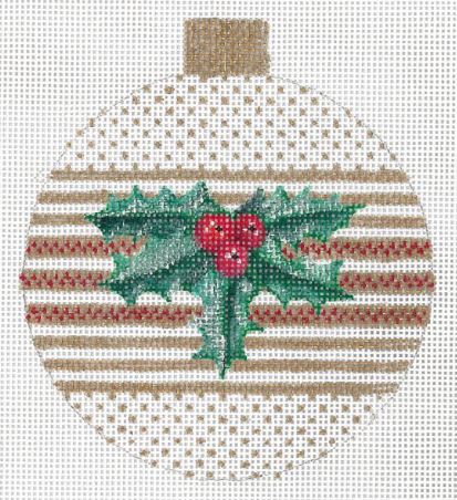 click here to view larger image of Holly Ornament (hand painted canvases)