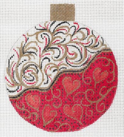 click here to view larger image of Red Tendrils Ornament (hand painted canvases)