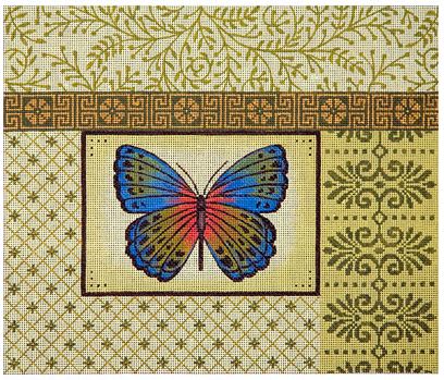click here to view larger image of Green Butterfly with Patterns (hand painted canvases)