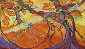 click here to view larger image of Dragonflies - Morning Flight (hand painted canvases)