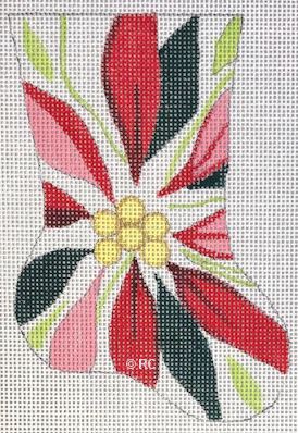 click here to view larger image of Poinsettia Mini Sox (hand painted canvases)