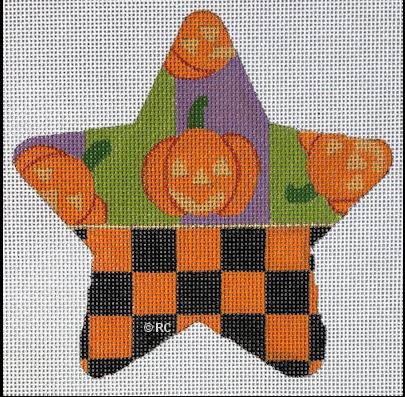 click here to view larger image of Halloween Checked Star (hand painted canvases)