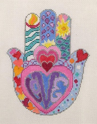click here to view larger image of HAMSA - Hearts in Rainbow Colors (hand painted canvases)