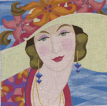 click here to view larger image of Vogue Lady in Hat (hand painted canvases)