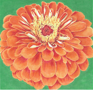 click here to view larger image of Orange Zinnia/Green Background (hand painted canvases)