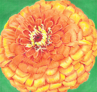 click here to view larger image of Quince Zinnia/Green Background (hand painted canvases)