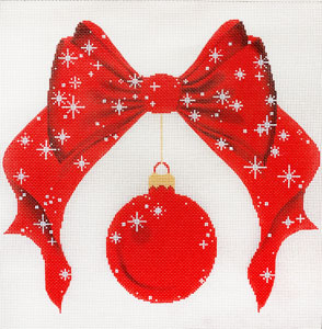 click here to view larger image of Christmas Bow Monogram (hand painted canvases)