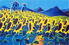 click here to view larger image of Hiding in the Sunflowers (hand painted canvases)