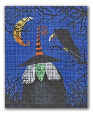 click here to view larger image of Witch w/Black Bird  (hand painted canvases)