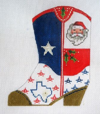 click here to view larger image of Santa/Texas Mini Boot (hand painted canvases)