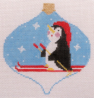 click here to view larger image of Skiing Penguin Bauble (hand painted canvases)
