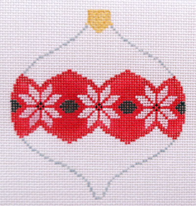 click here to view larger image of Poinsettia/White Bauble (hand painted canvases)