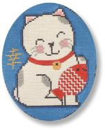 click here to view larger image of Lucky Cat with Fish  (hand painted canvases)
