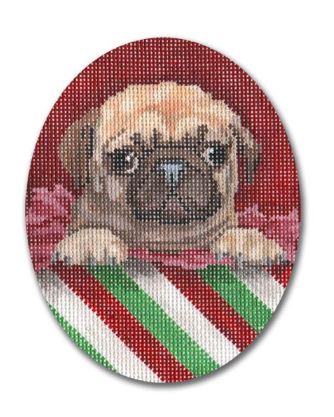 click here to view larger image of Christmas Pug (hand painted canvases)