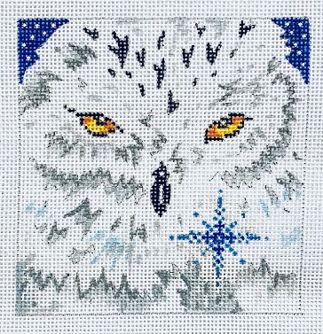 click here to view larger image of Snow Owl/ Blue and White Dots Background (hand painted canvases)
