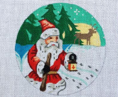 click here to view larger image of Santa Holding Lantern/ Deer & Full Moon (hand painted canvases)