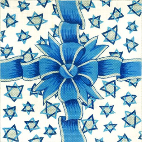 click here to view larger image of Jewish Bow w/Stars (hand painted canvases)