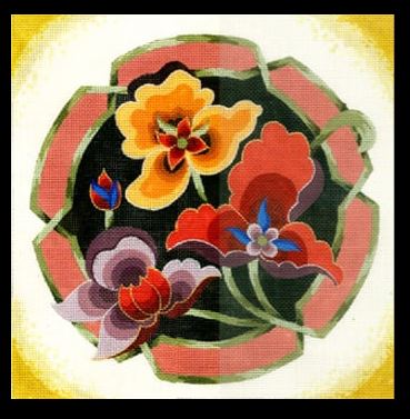 click here to view larger image of Large Chinese Floral (hand painted canvases)
