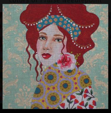 click here to view larger image of Lady w/Mint Background (hand painted canvases)