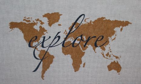 click here to view larger image of Explore World Map (hand painted canvases)