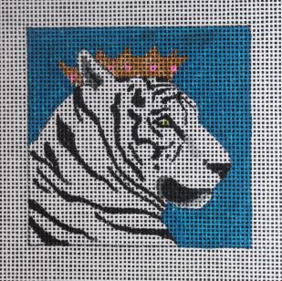 click here to view larger image of Insert - White Tiger w/Crown (hand painted canvases)