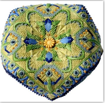 click here to view larger image of Knot Garden Biscornu w/Stitch Guide (hand painted canvases)