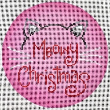 click here to view larger image of Pink Meowy Christmas (hand painted canvases)