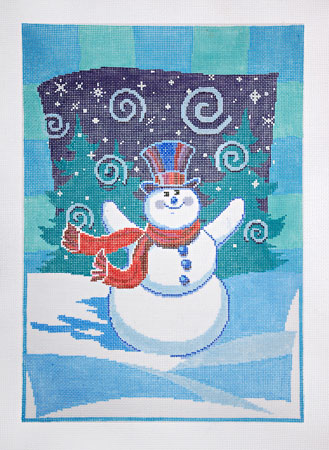 click here to view larger image of Swirling Snowman w/Stitch Guide (hand painted canvases)