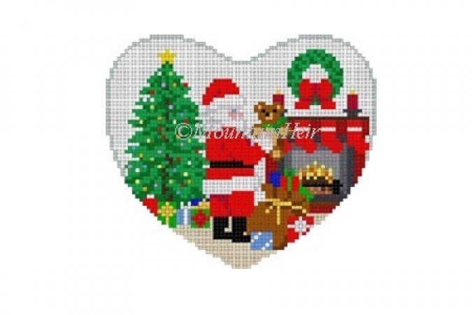click here to view larger image of Santa with Teddy Heart (hand painted canvases)