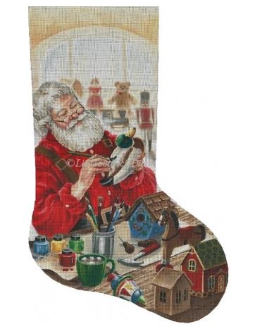 click here to view larger image of Santa Woodcarver Decoy Stocking (hand painted canvases)