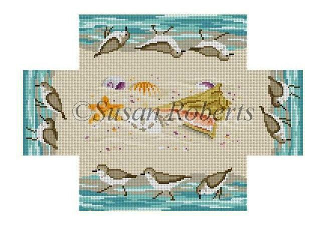 click here to view larger image of Sandpipers and Seashells (hand painted canvases)