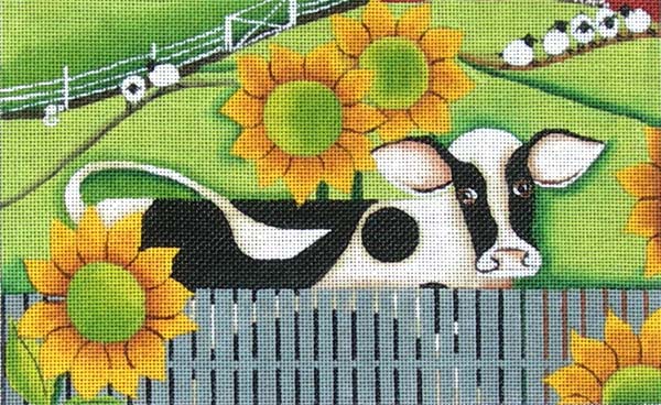 click here to view larger image of Holstein and Sunflowers (hand painted canvases)