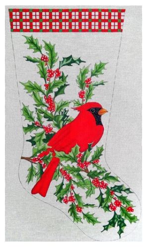 click here to view larger image of Cardinal Stocking  (hand painted canvases)