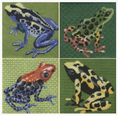 click here to view larger image of Dart Frog Coasters - Set of 4 (hand painted canvases)