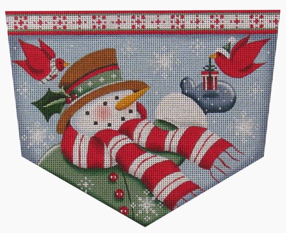 click here to view larger image of Cardinal Snowman Stocking Cuff (hand painted canvases)