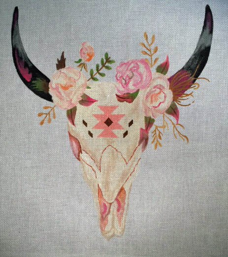 click here to view larger image of Cow Skull with Flowers (hand painted canvases)