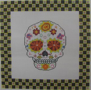 click here to view larger image of Day of the Dead Skull 1 w/Border (hand painted canvases)
