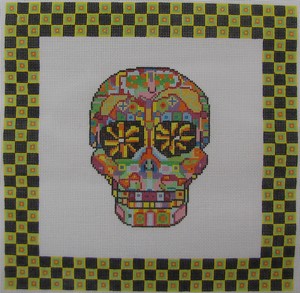 click here to view larger image of Day of the Dead Skull 3 w/Border (hand painted canvases)