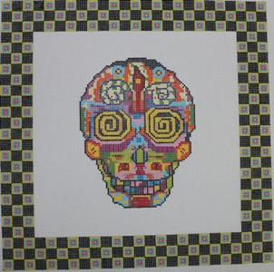 click here to view larger image of Day of the Dead Skull 2 w/Border (hand painted canvases)