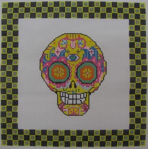 click here to view larger image of Day of the Dead Skull 4 w/Border (hand painted canvases)